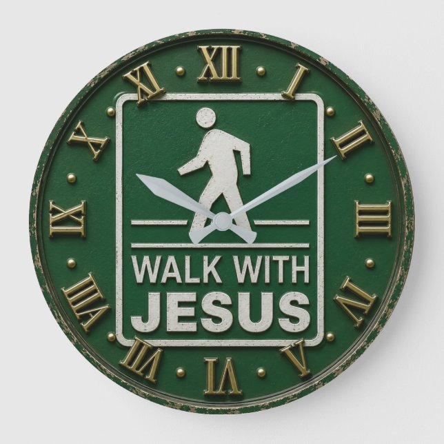 Walk with Jesus Christian Große Wanduhr (Vorderseite)