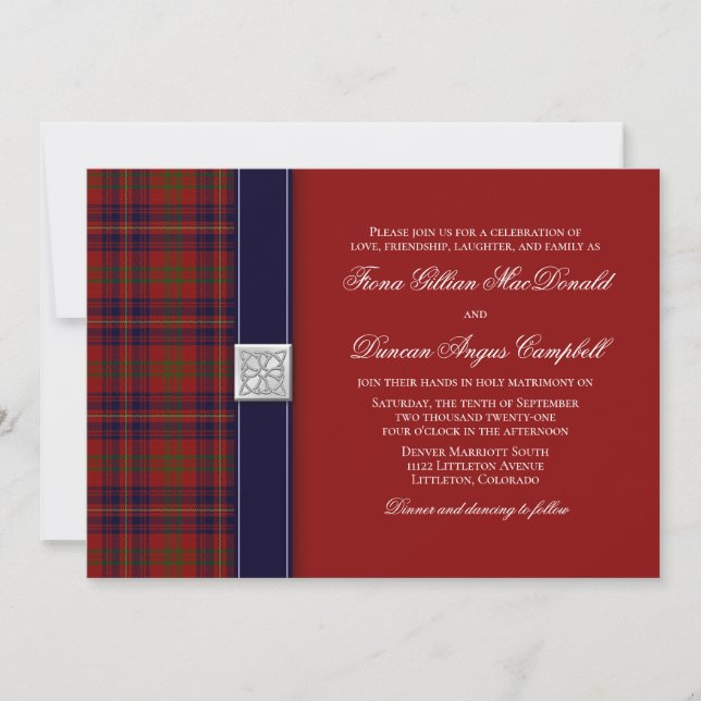 Walker Abend Tartan Celtic Wedding Einladung (Vorderseite)