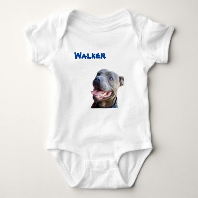 Walker Name mit Staffy Bull Terrier Baby Bodysuit Baby Strampler (Vorderseite)