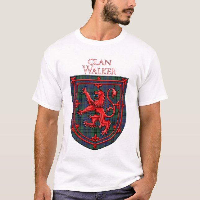 Walker Tartan Scottish Kariert Lion Rampant T-Shirt (Vorderseite)