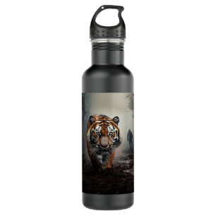Walking Alter Schwarz-Orange-Tiger surrealer Wald Edelstahlflasche
