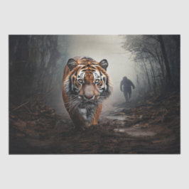 Walking Alter Schwarz-Orange-Tiger surrealer Wald Seidenpapier