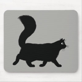 Walking Black Cat | Coole Kitty mit Fluffy Schwanz Mousepad