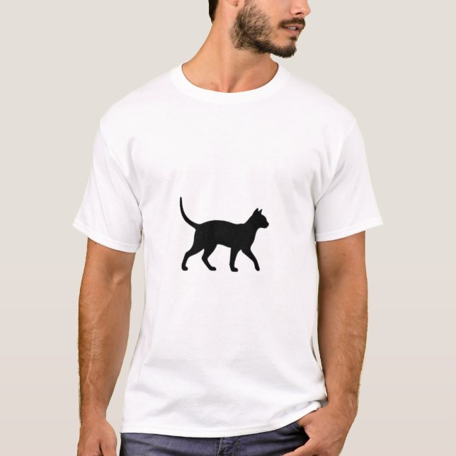  Walking Black Cat Silhouette T-Shirt (Vorderseite)