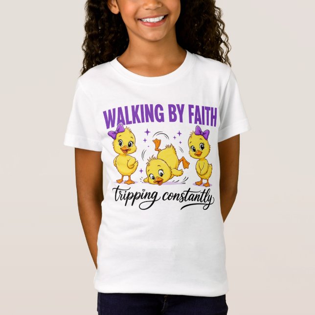 Walking By Faith Enten Mädchen T-Shirt (Vorderseite)