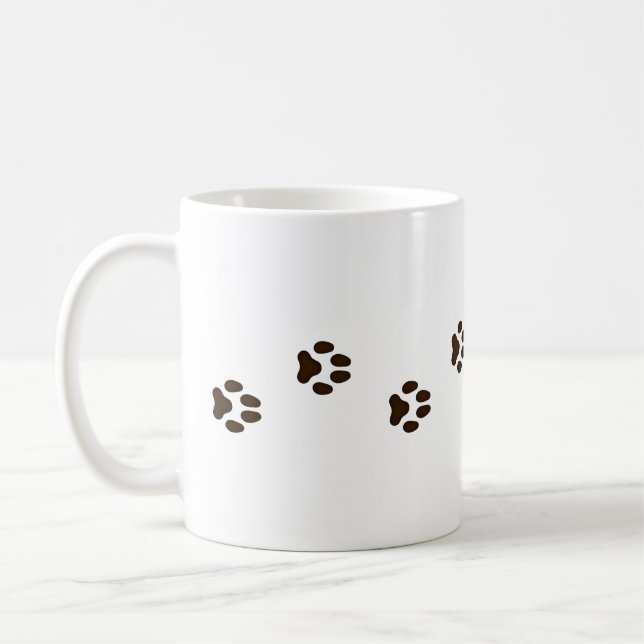 Walking Dog Paw Prints Canine Tracks Kaffeetasse (Links)