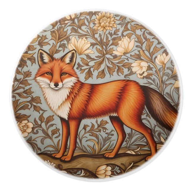 Walking Fox William Morris Inspiriert  Keramikknauf (Vorderseite)