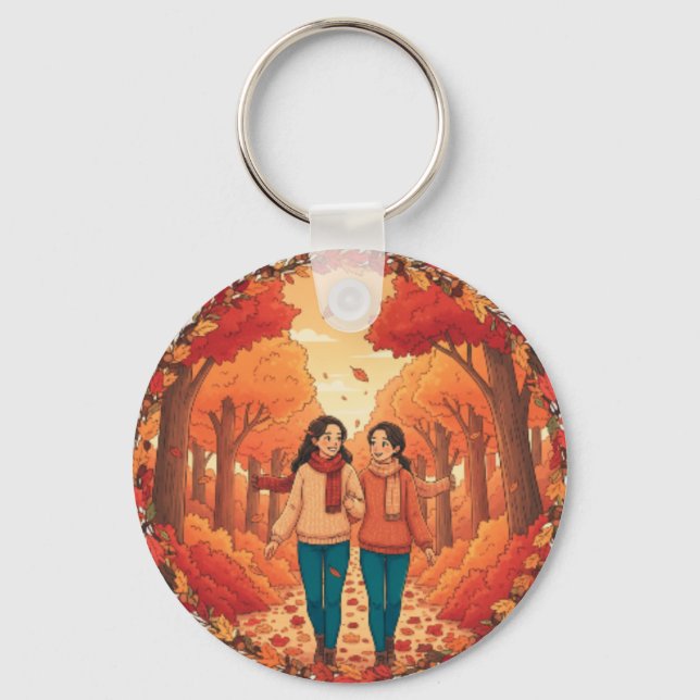 Walking Friends Icon | Cute Thanksgiving Keychain Schlüsselanhänger (Vorderseite)