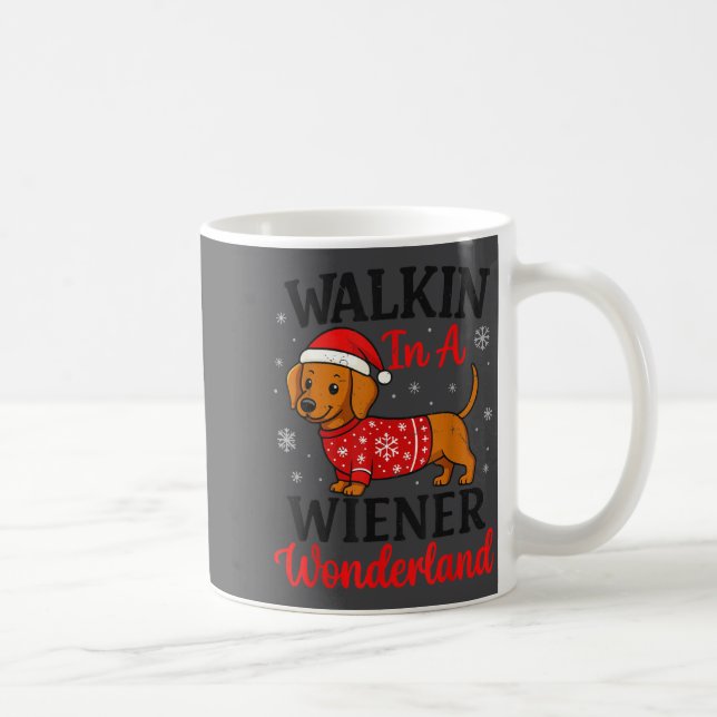Walking In Weiner Wonderland Mini Dachshund Christ Kaffeetasse (Rechts)