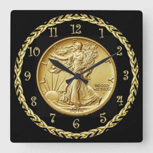 Walking Liberty Centennial Gold Coin Image ~ Quadratische Wanduhr