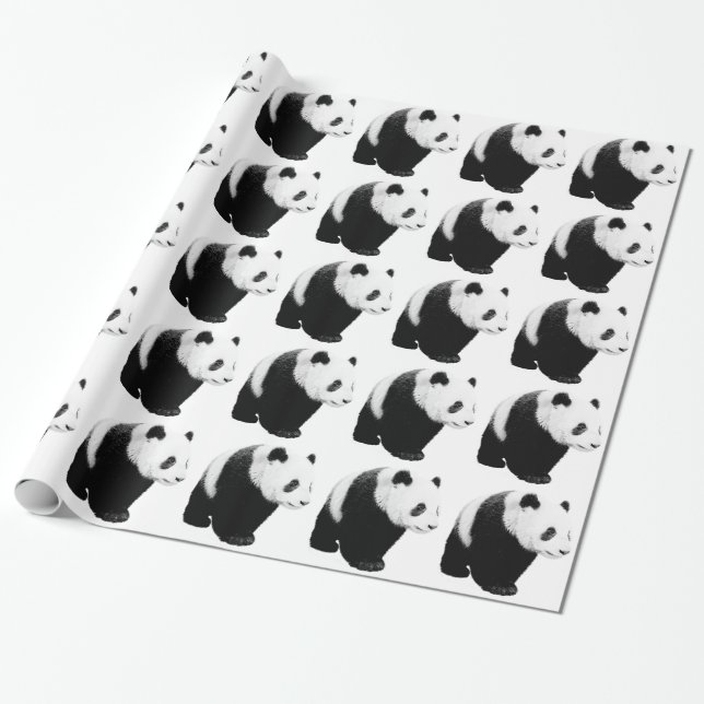 Walking Panda Artwork Weihnachtswrapping Paper Geschenkpapier (Ungerollt)