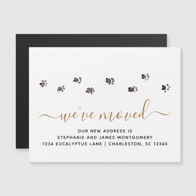 Walking Paw druckt Black Gold New Address Magnet (Vorne/Hinten)