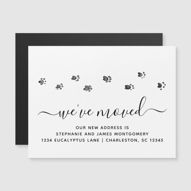 Walking Paw Prints Moving New Address Magnet (Vorne/Hinten)