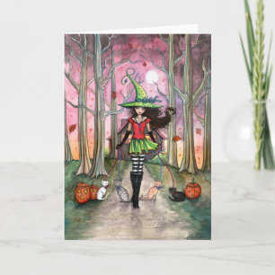 Walking the Cats Halloween Hexenkarte Karte