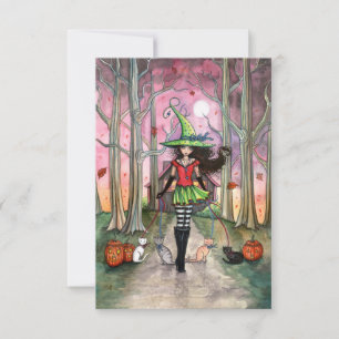 Walking the Cats Halloween-Postkarte Karte