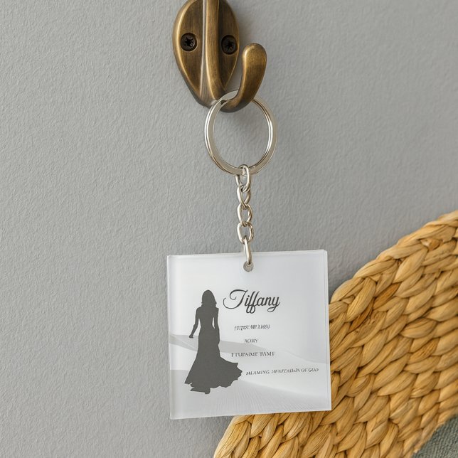 Walking With Grace Acrylic Keychain Schlüsselanhänger (An artful silhouette and gray landscape designed for women who value intention and depth.)