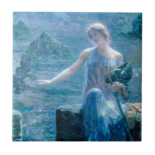 Walküre in einem blauen Kleid mit Rüstung Fliese