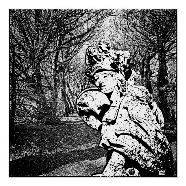 Walküre - Skulptur mit Baum-Arkade Poster (Vorderseite)