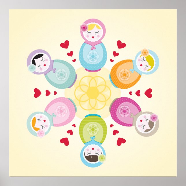 WALL ART :: Babushka Puppen - Mandala Poster (Vorne)