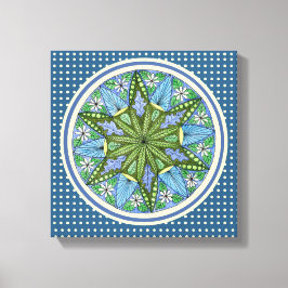 Wall Art Blue Green Yellow Medallion Leinwanddruck