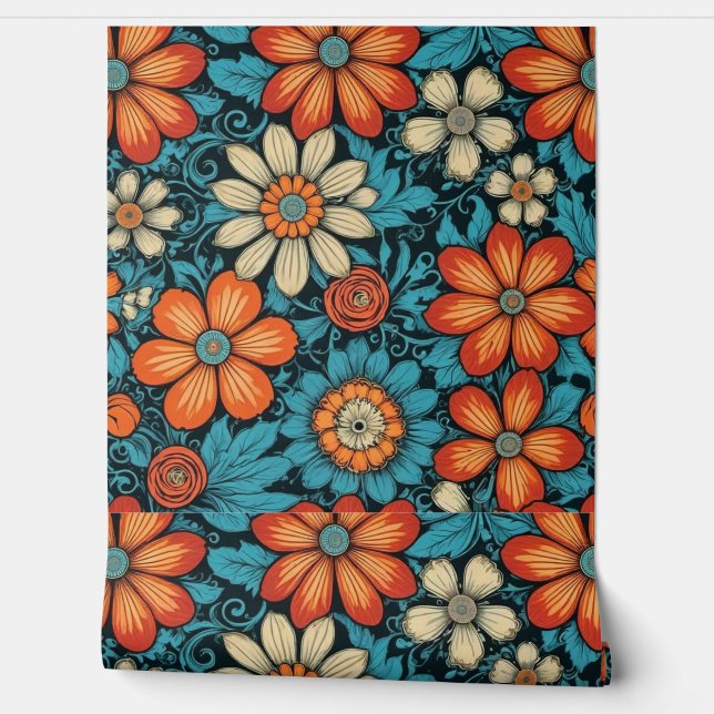 Wall Art Decor Folk Floral Tapete (Abrollen)