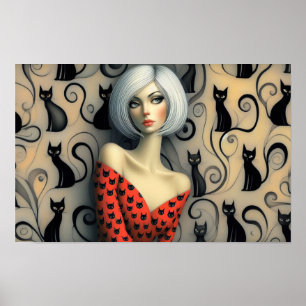 Wall Art Le Femme Black Cats Poster
