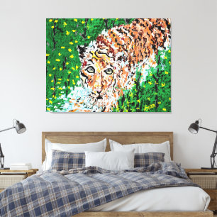 Wall Art: Tiger auf dem Kessel Leinwanddruck
