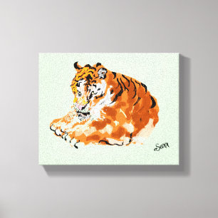 Wall Art: Tiger Gewartet für sie Leinwanddruck