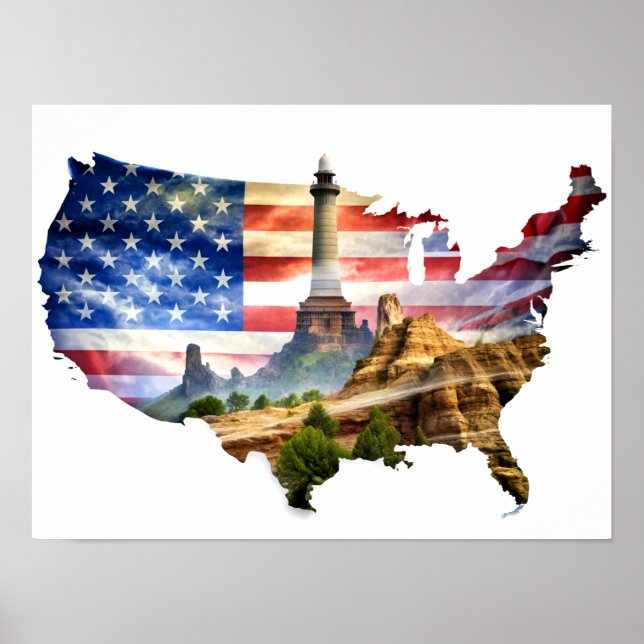 Wall Art USA Map Poster (Vorne)