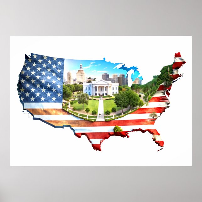 Wall Art USA Map Poster (Vorne)