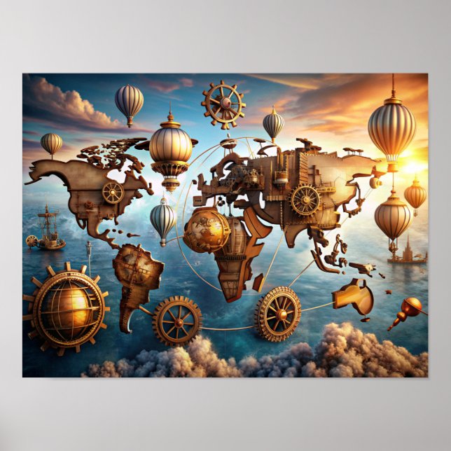 Wall Art Water Color World Map Poster (Vorne)