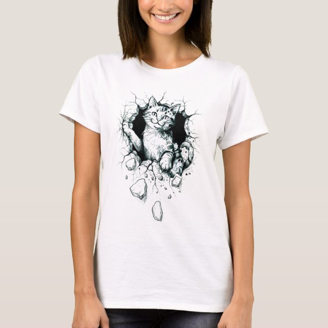 "Wall-Breaking Cat" T-shirt (Vorderseite)