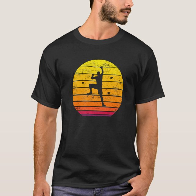 Wall Climber Sunset Bouldering Climber Rock Climbi T-Shirt (Vorderseite)