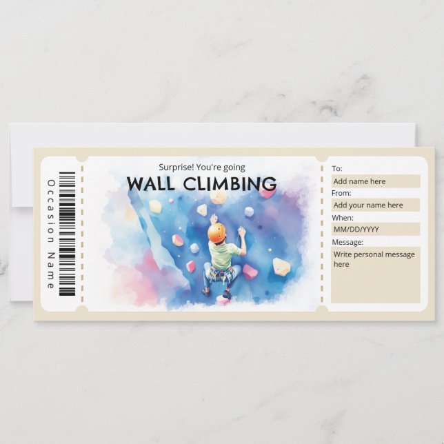 Wall Climbing Gift Certificate Einladung (Vorderseite)