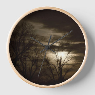 Wall Clock, 10" Round Natural Wood Frame Uhr