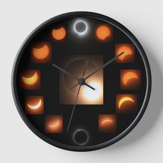 Wall Clock, 10" Runde, schwarze Holzrahmenuhr Uhr (Vorderseite)