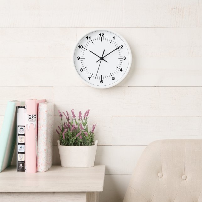 Wall-Clock, 10" runder weißer Holzrahmen Uhr (Lesesaal)