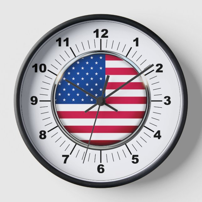 Wall Clock, 10" USA Schwarzer Holzrahmen Uhr (Vorderseite)