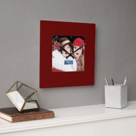 Wall Clock 3 Burg (Winter Red 2) RFPMDesign ©️ 202 Quadratische Wanduhr