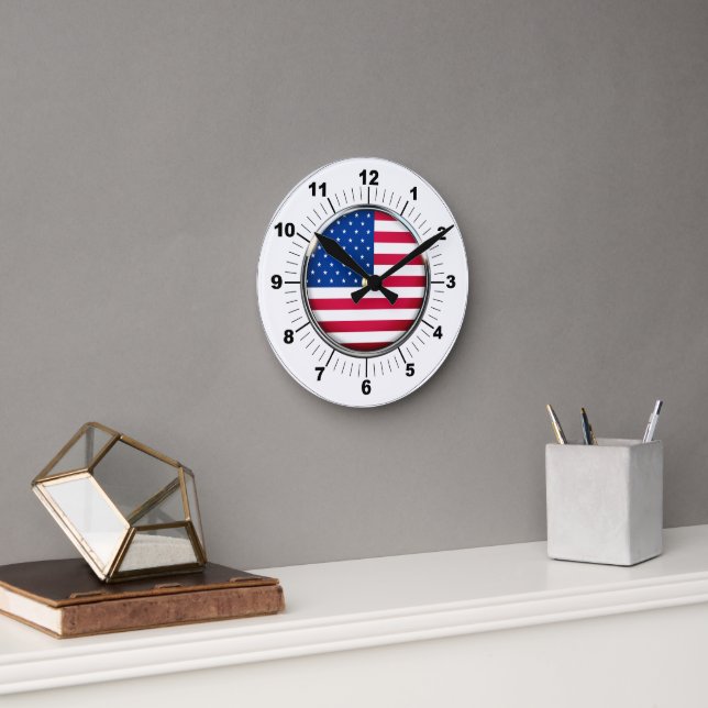 Wall Clock, 8" Runde Acrylic USA Wanduhr (Büro)