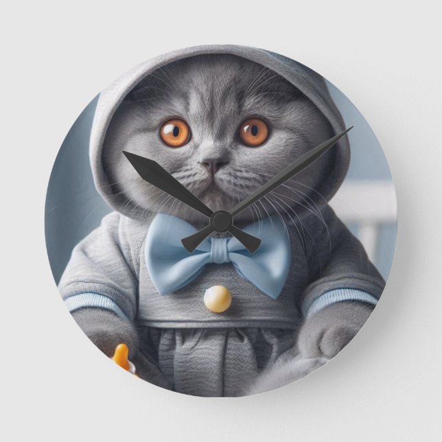 Wall Clock Baby British Shorthair Runde Wanduhr (Vorderseite)