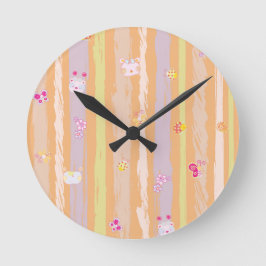 Wall Clock – Baby Joy & Creatures Pastel Animal Runde Wanduhr