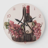 Wall Clock Basket mit Wein und Trauben