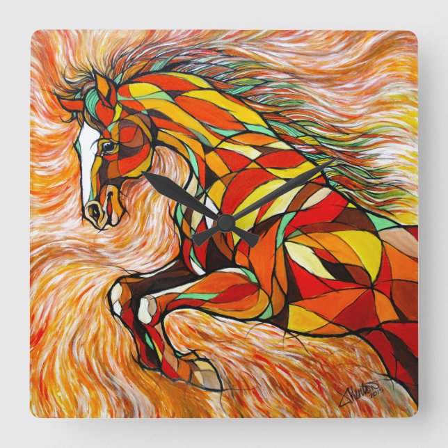 Wall Clock Beautiful Horse Quadratische Wanduhr (Vorderseite)