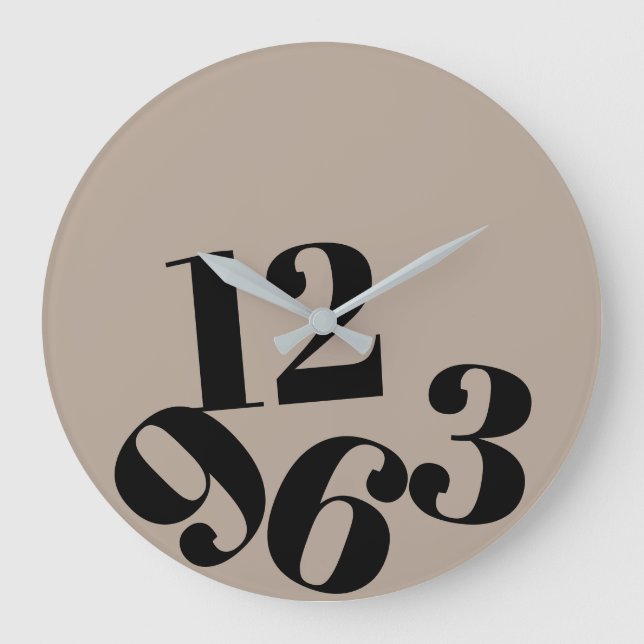 Wall Clock - Beige Hintergrundzahlen fallen Große Wanduhr (Vorderseite)