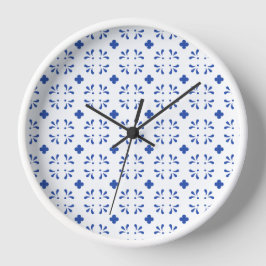 Wall Clock Blaues Muster Chinoiserie Chic Uhr