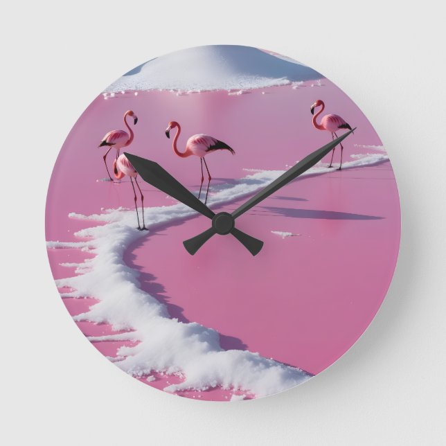 Wall Clock Bonaire Salz Wohnungen rosa Runde Wanduhr (Vorderseite)
