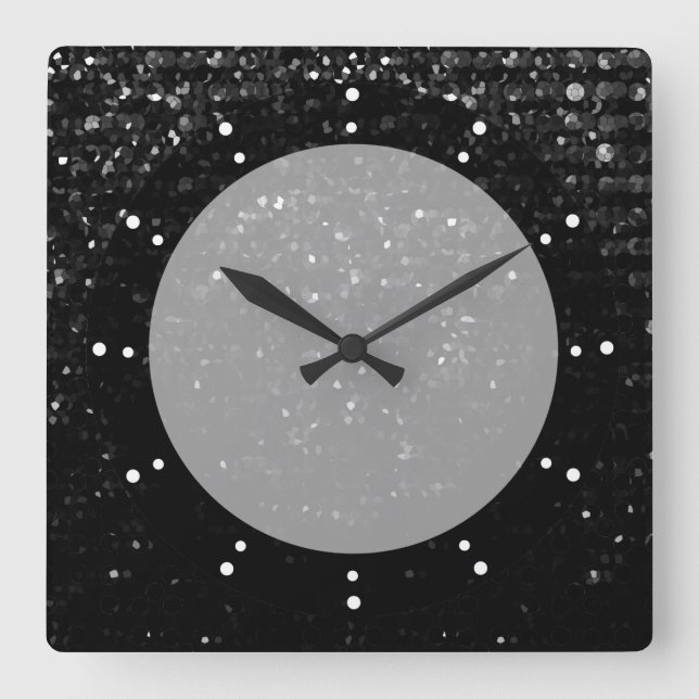 Wall Clock Crystal Bling Strass Quadratische Wanduhr (Vorderseite)