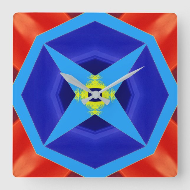 Wall Clock, Ein farbiges klassisches Design Quadratische Wanduhr (Vorderseite)