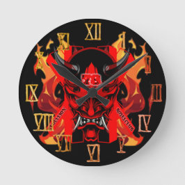Wall Clock Evil Samurai  Runde Wanduhr